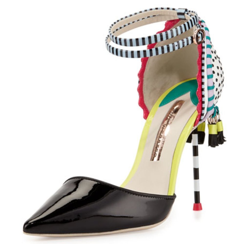 Sophia Webster Xavier Point-Toe Tassel Pump, Black/White